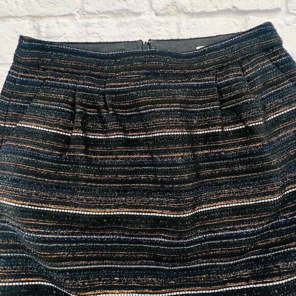 J. Crew Factory Metallic Tweed Mini Skirt Women's Size 2 Black Multi Stripe - Picture 2 of 9